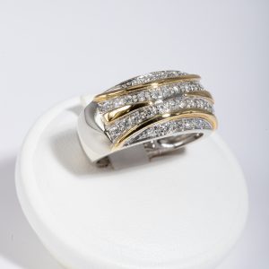 Anello riviera oro bianco 18k con diamanti 0,30ct