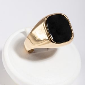 Anello da uomo oro giallo 18k con pietra di onice