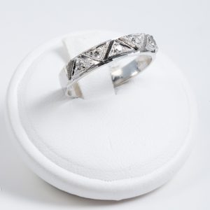 Anello riviera oro bianco 18k con diamanti 0,05ct