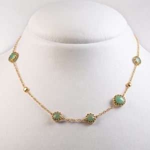 Collana oro giallo 18k con pietre di giada