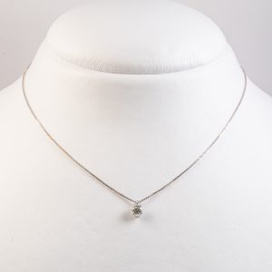 Collana oro bianco 18k con punto luce 0,35ct