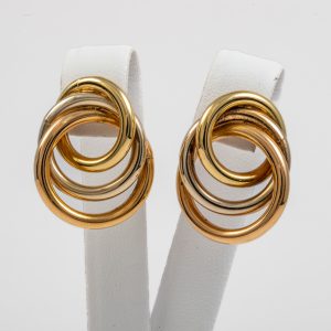 Orecchini a cerchio intrecciati tre ori 18k