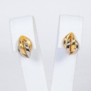 Orecchini oro bianco e giallo satinato 18k