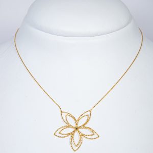 Collana oro giallo 18k con pendente a fiore