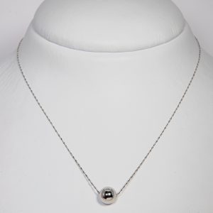 Collana oro bianco 18k con pendente a sfera