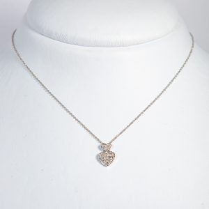 Collana punto luce oro bianco 18k con cuori e diamanti 0,40ct