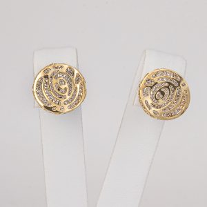 Orecchini oro giallo 18k con inserto oro bianco