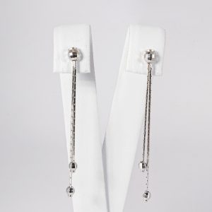 Orecchini pendenti lunghi oro bianco 18k