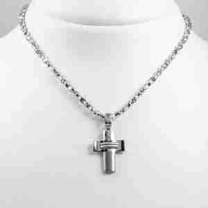 Collana da uomo oro bianco 18k con crocefisso