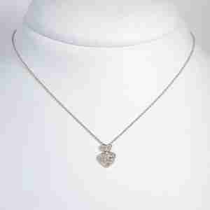 Collana punto luce oro bianco 18k con cuori e diamanti 0,40ct