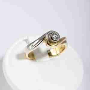 Anello bicolore oro bianco e giallo 18k con diamante 0,15ct