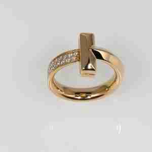 Anello oro rosè 18k con brillanti tot.ct.0,21