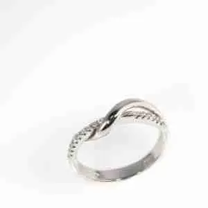Anello oro bianco 18k e brillantini tot. ct.0,15